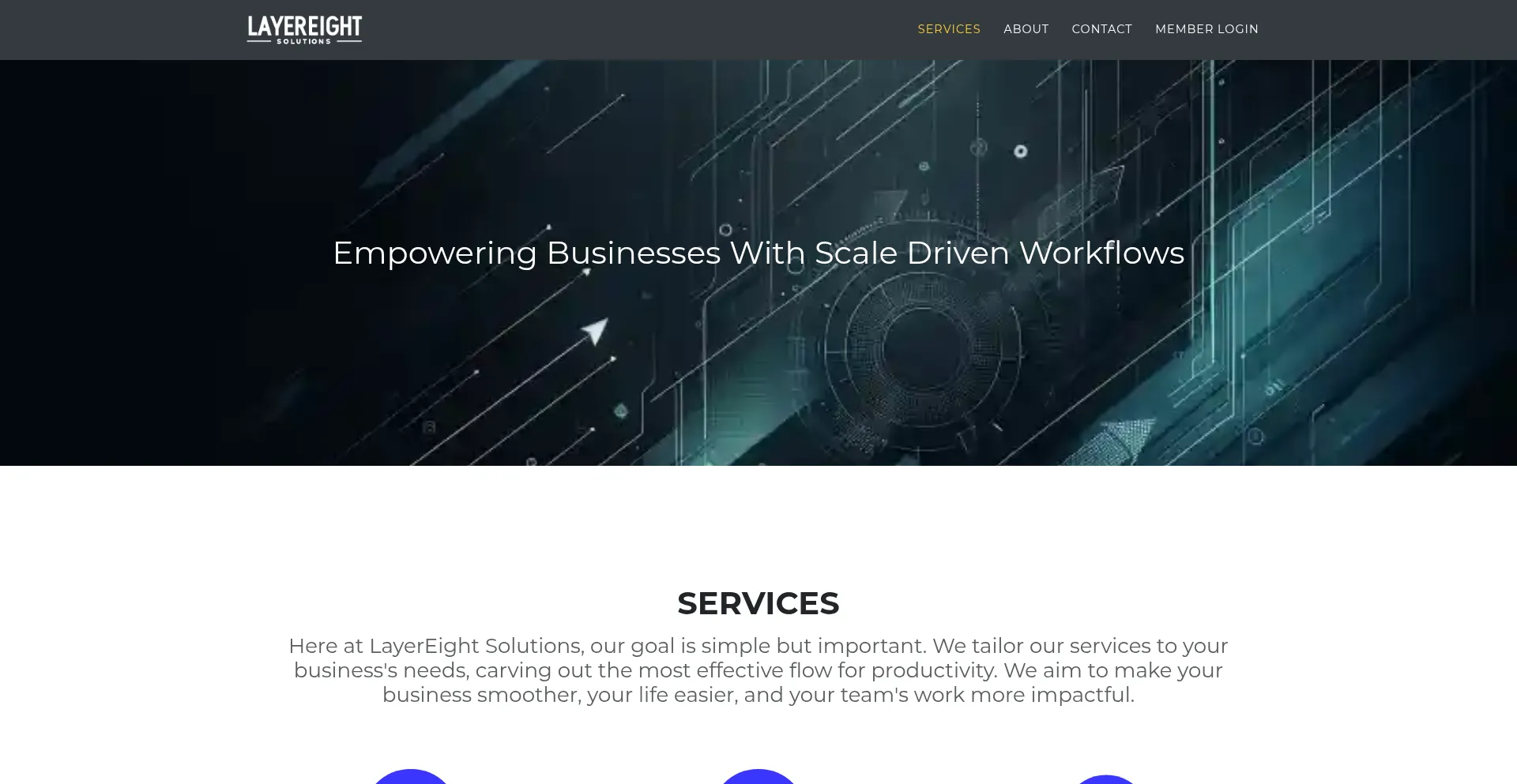 Website screenshot of Layereightsolutions.com