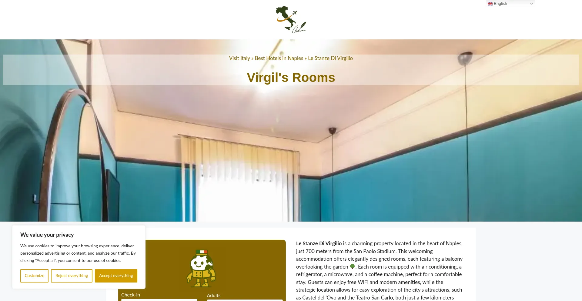 Website screenshot of Le-stanze-di-virgilio.dreaminginrome.com