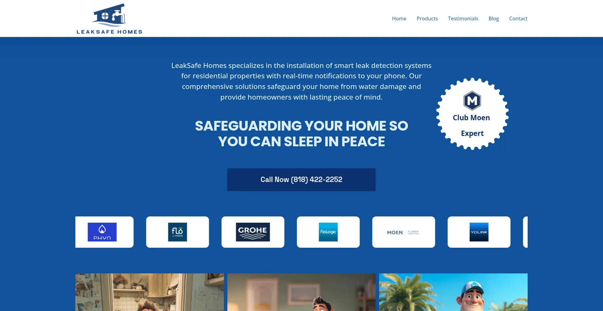 Website screenshot of Leaksafehomes.com