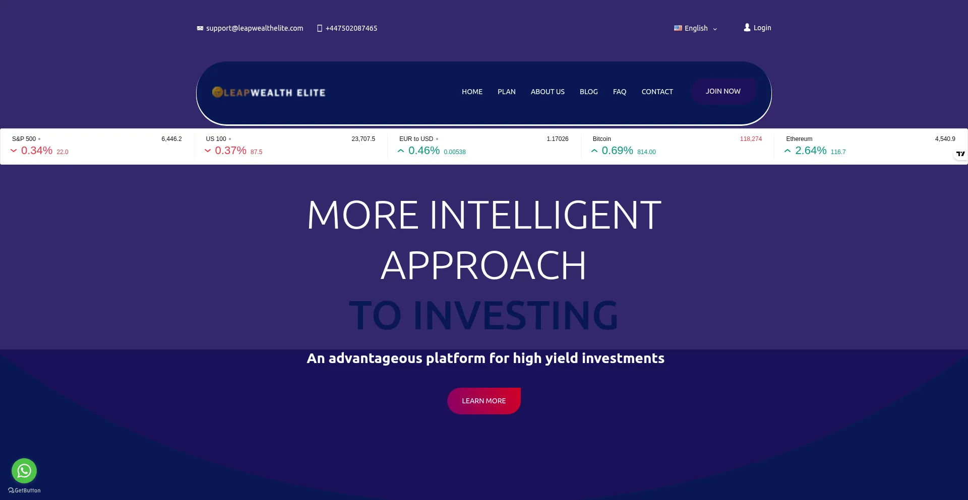 Website screenshot of Leapwealthelite.com