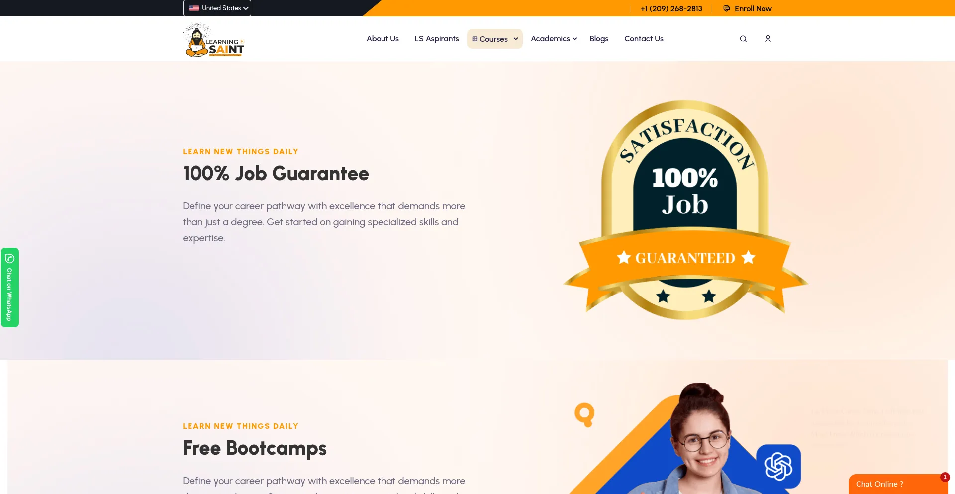 Website screenshot of Learningsaint.com