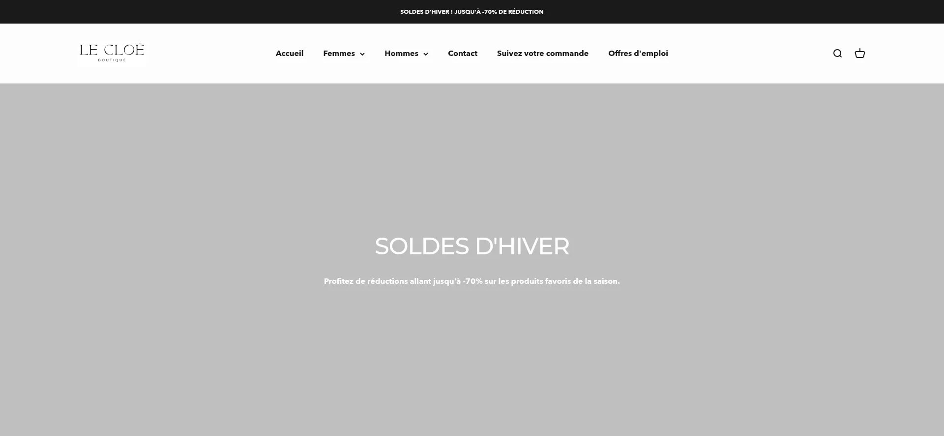 Website screenshot of Lecloeboutique.fr