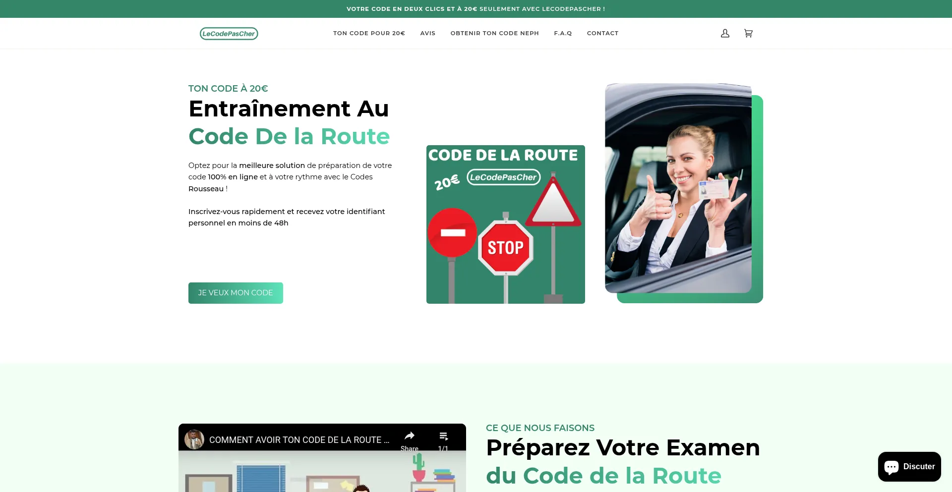 Website screenshot of Lecodepascher.fr