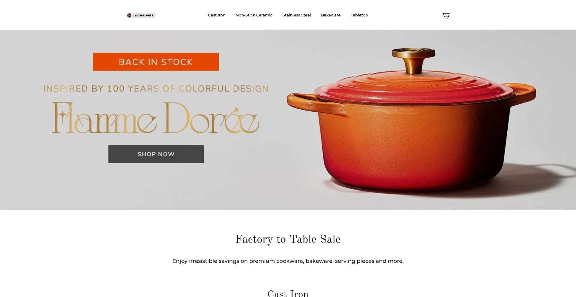 Website screenshot of Lecreuseshop.com