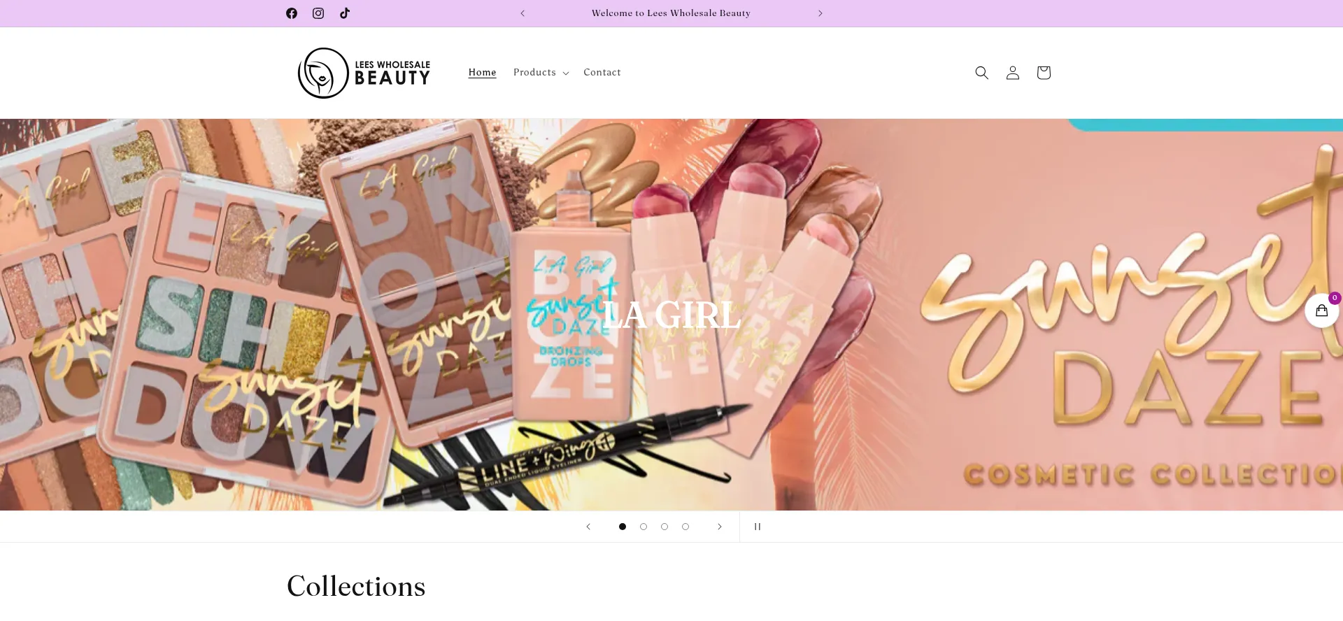 Website screenshot of Leeswholesalebeauty.com