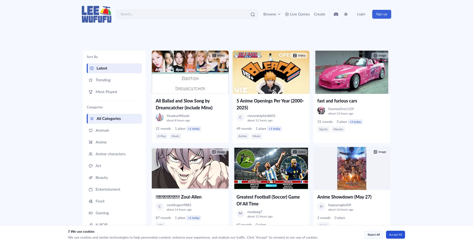 Website screenshot of Leewufufu.com