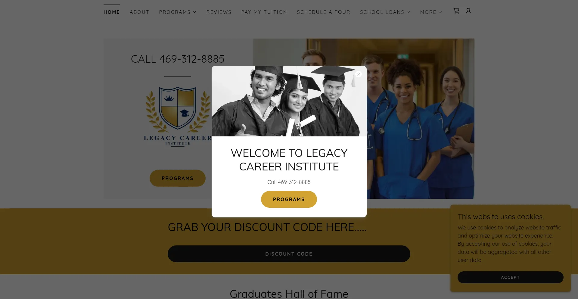 Website screenshot of Legacycareerinstitute.com