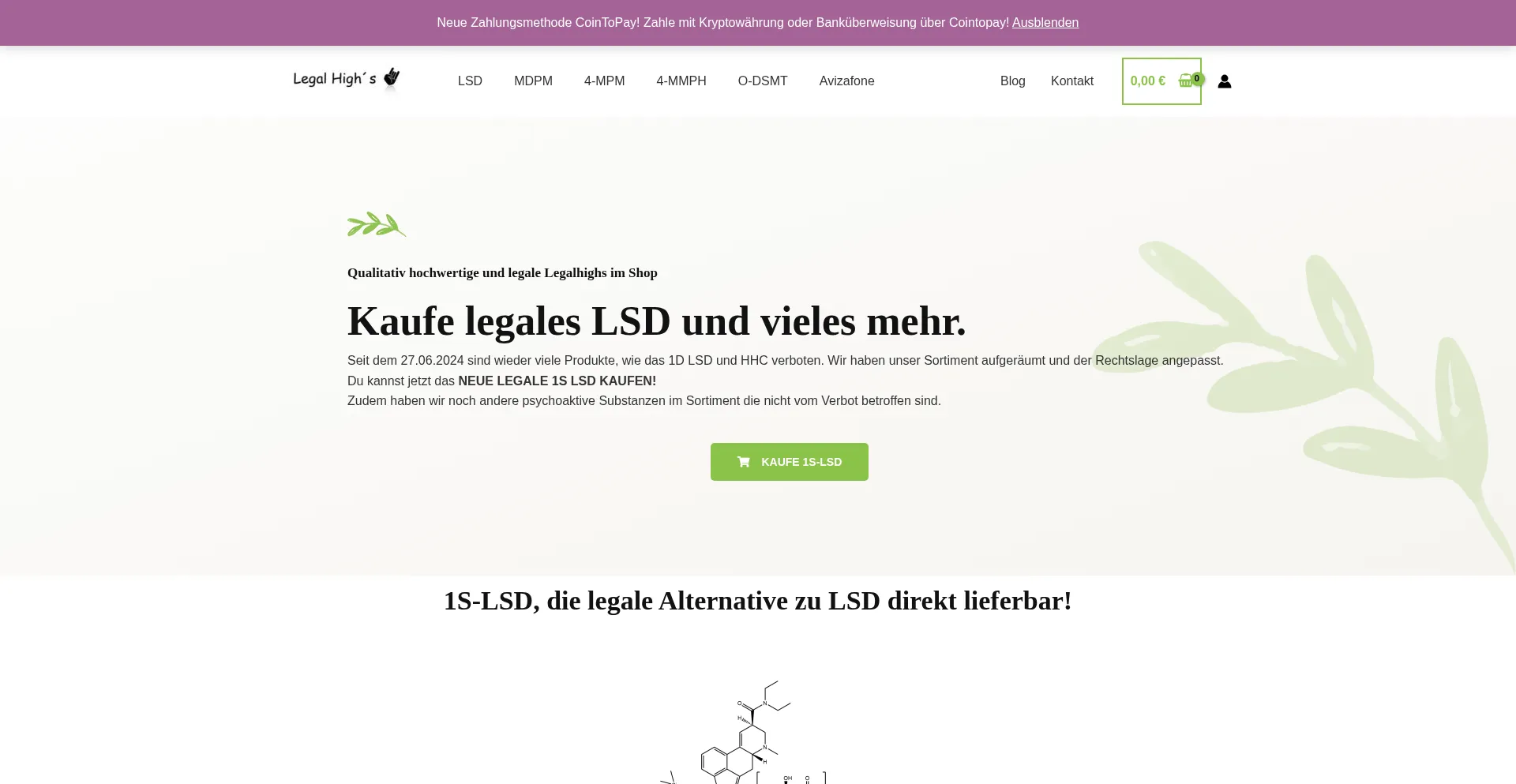 Website screenshot of Legalhighs.rocks