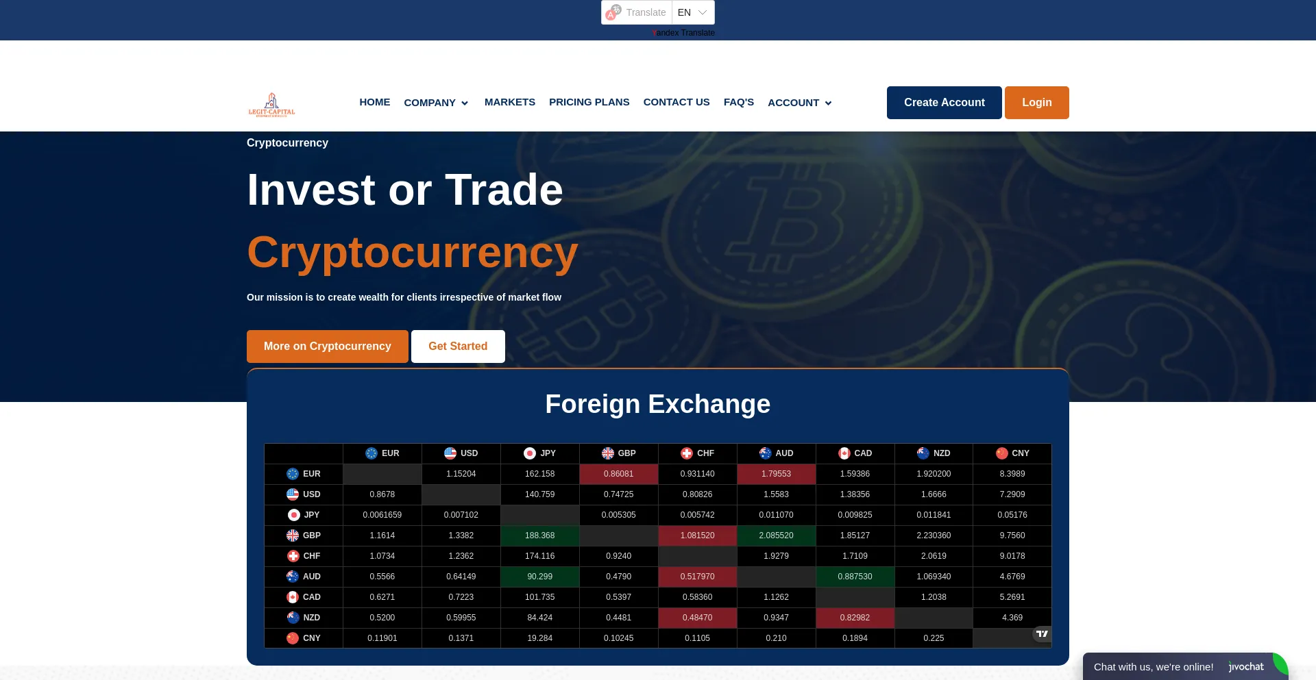 Website screenshot of Legit-capital.com