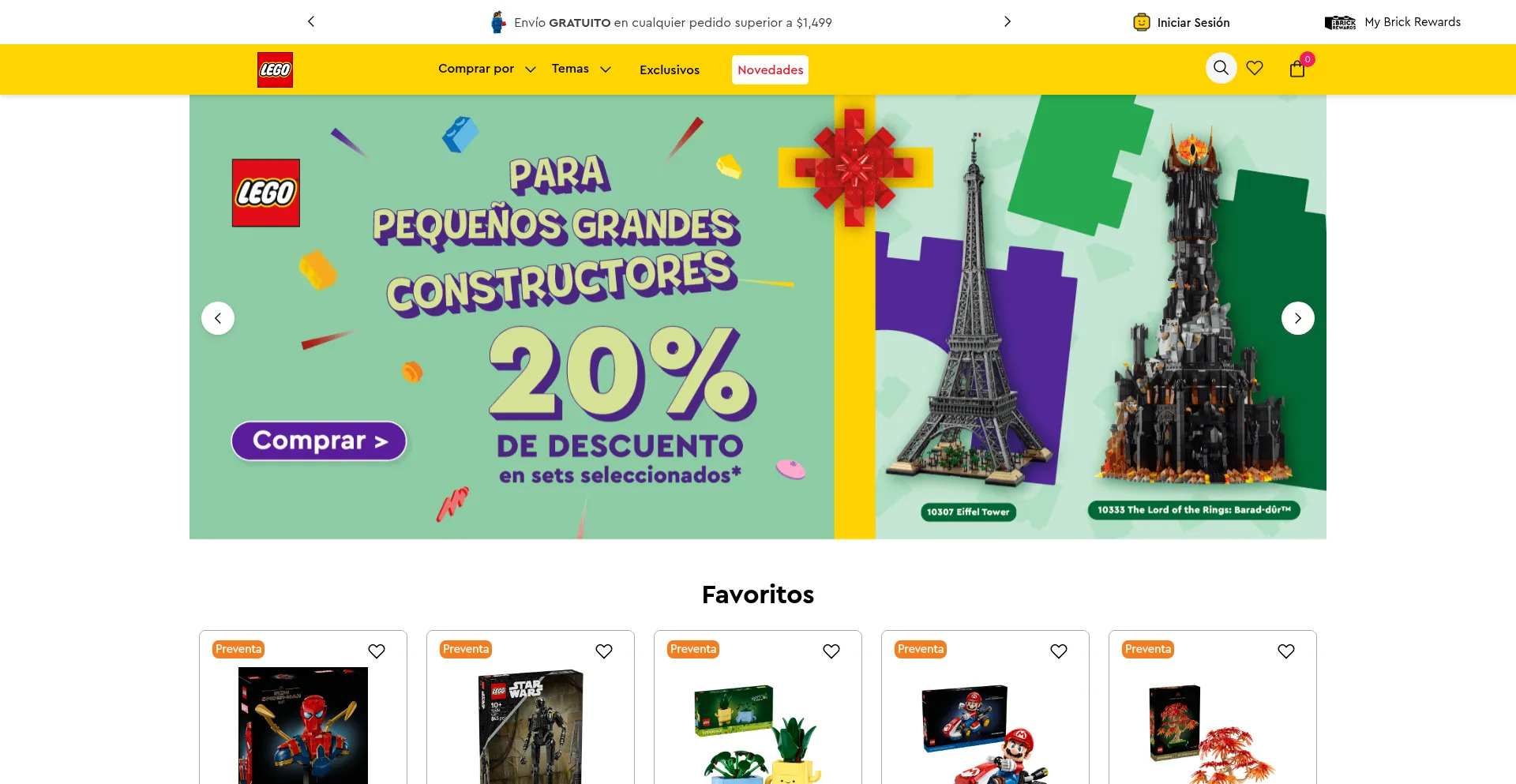 Website screenshot of Lego.juguetron.mx