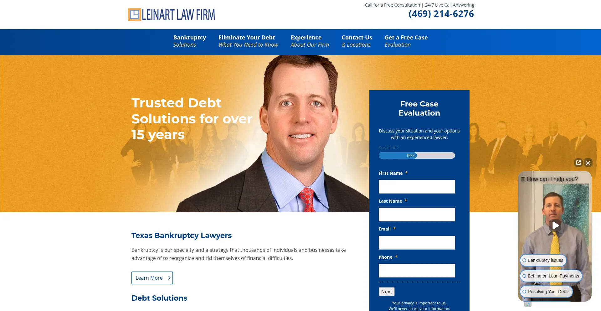 Website screenshot of Leinartlaw.com
