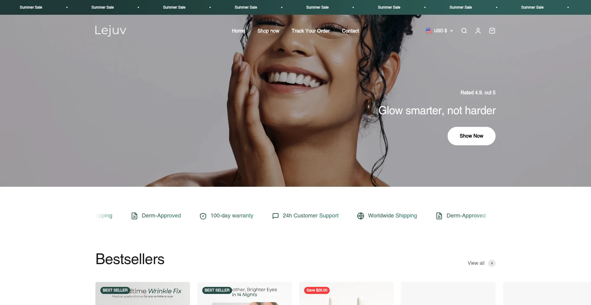 Website screenshot of Lejuv.com