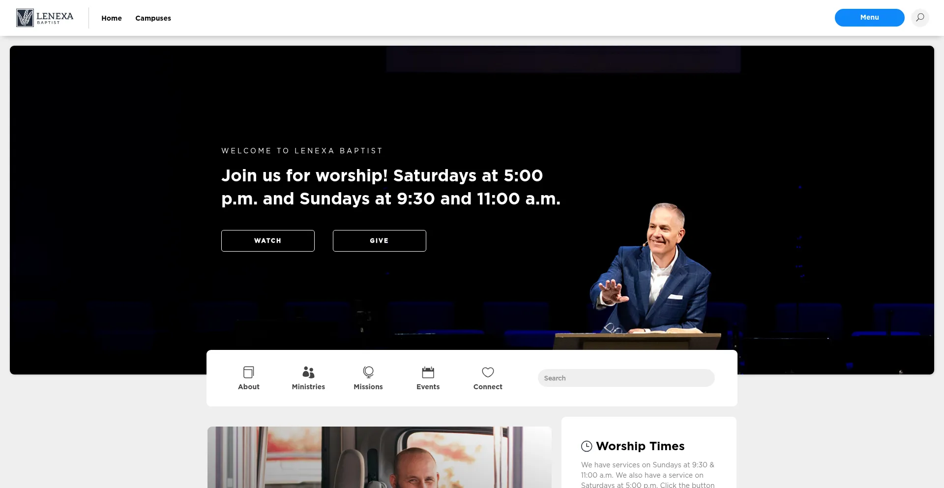 Website screenshot of Lenexabaptist.com