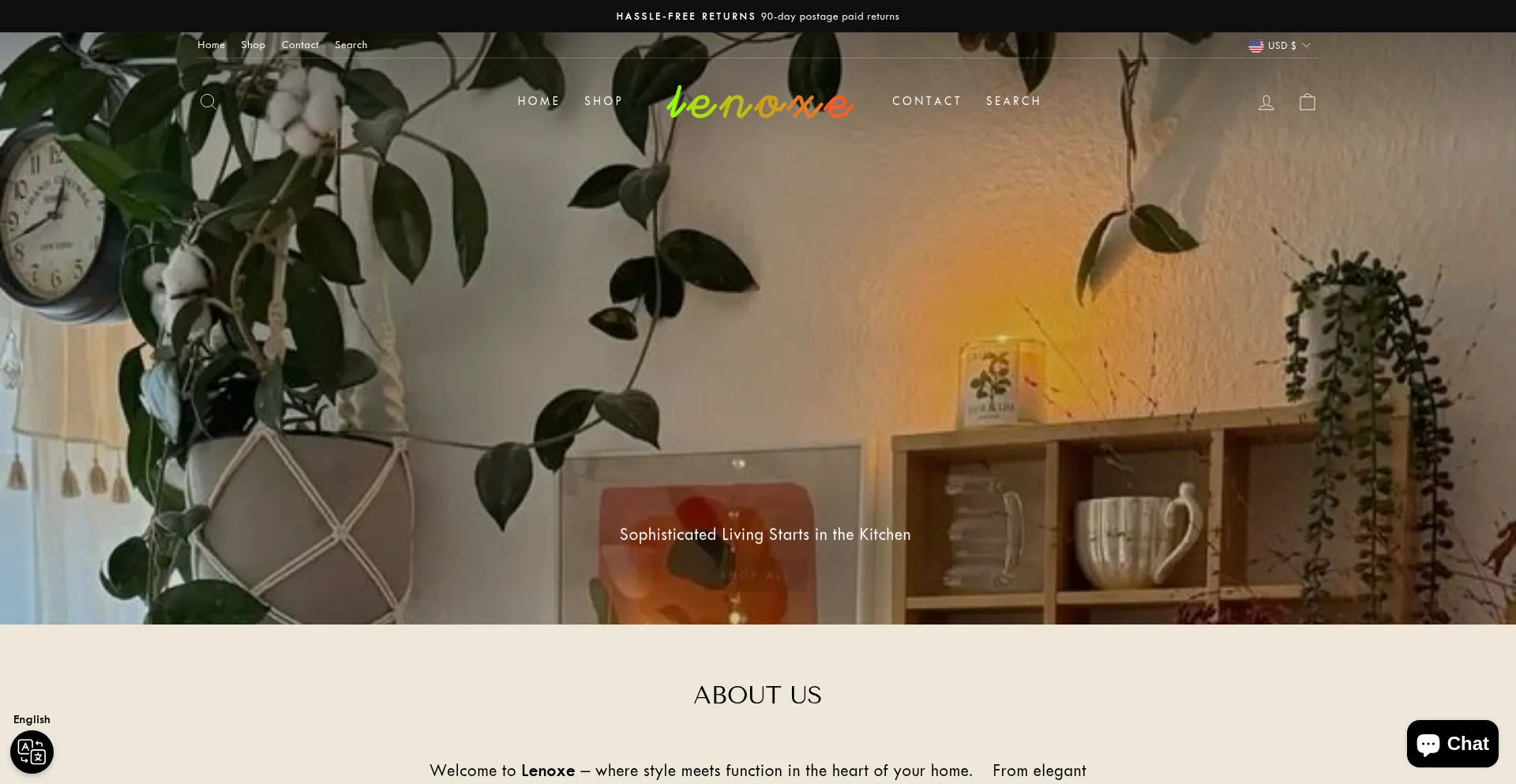 Website screenshot of Lenoxe.shop