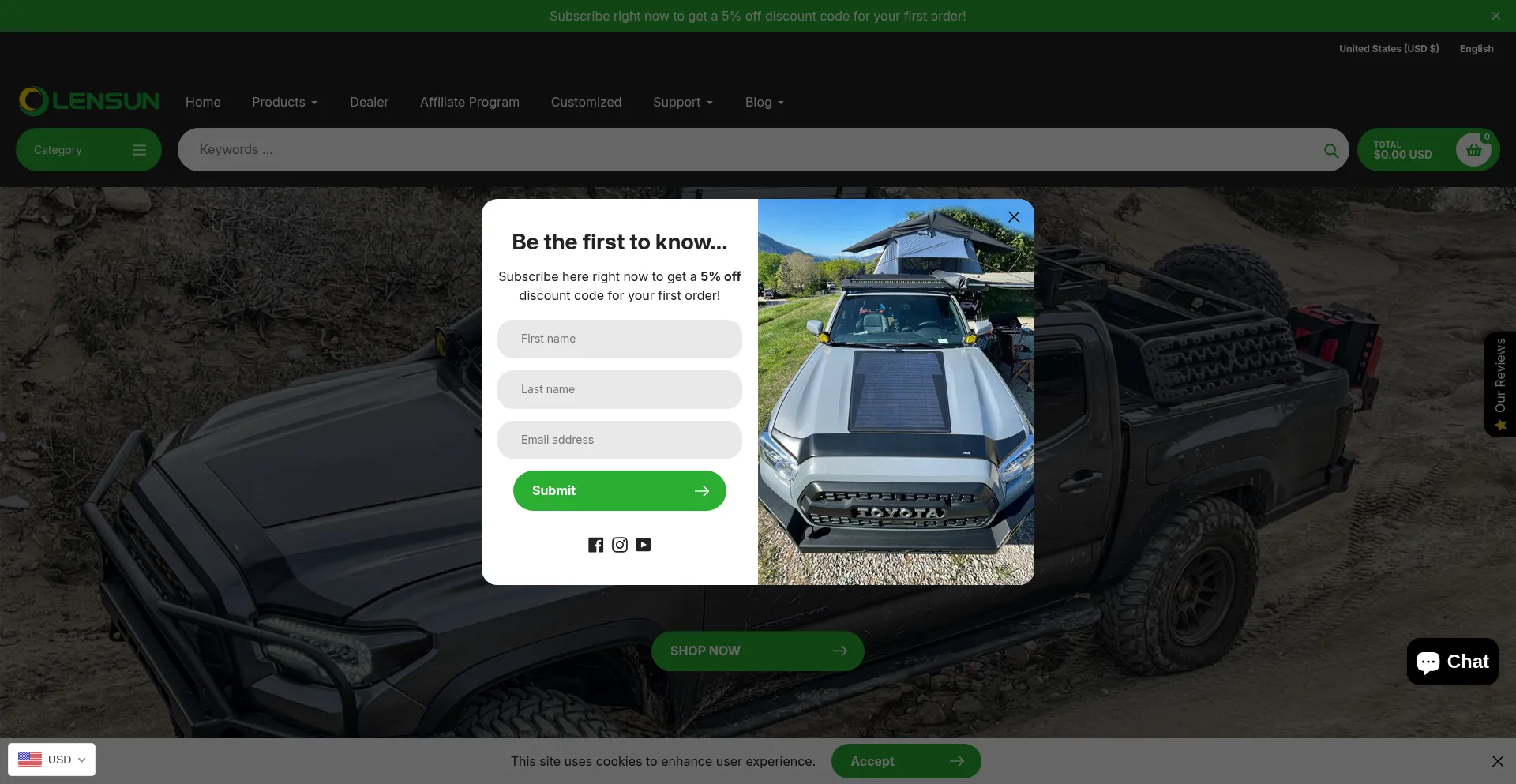 Website screenshot of Lensunsolar.com