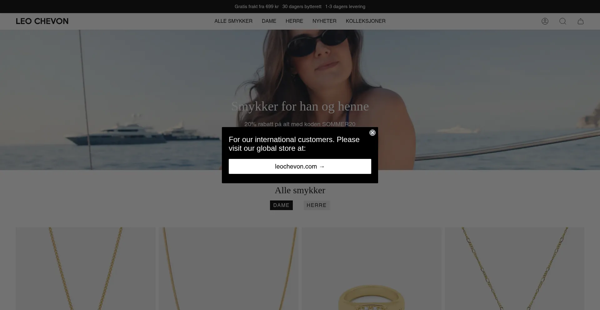 Website screenshot of Leochevon.no