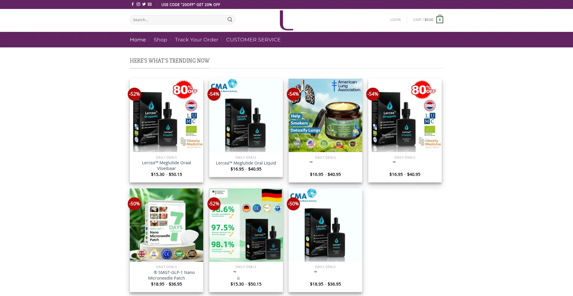 Website screenshot of Lercea.com