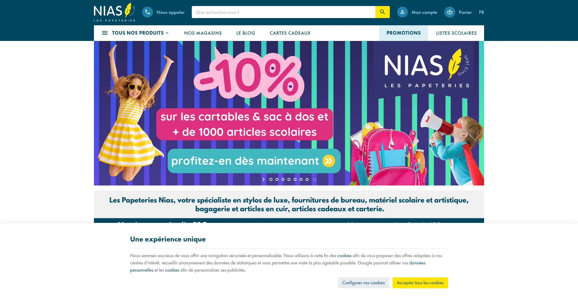 Website screenshot of Les-papeteries.be