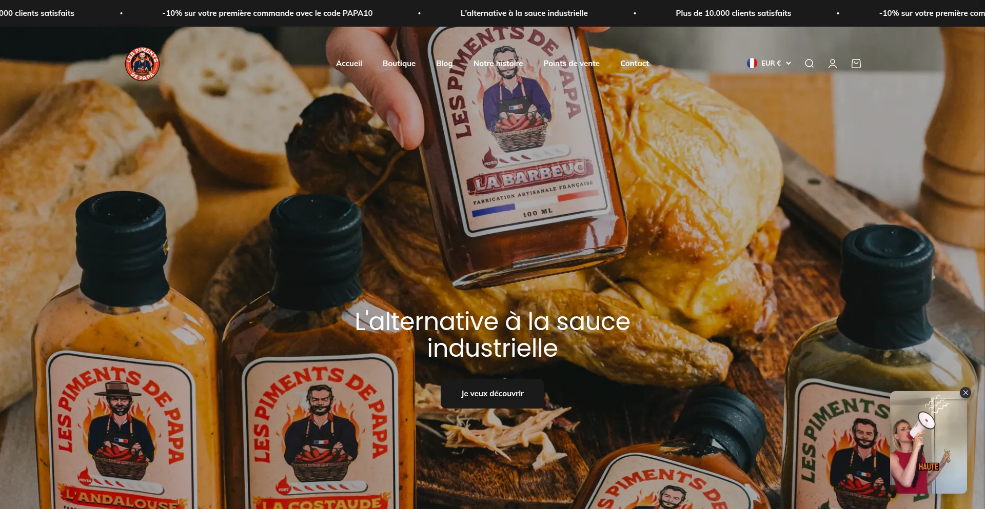 Website screenshot of Lespimentsdepapa.com