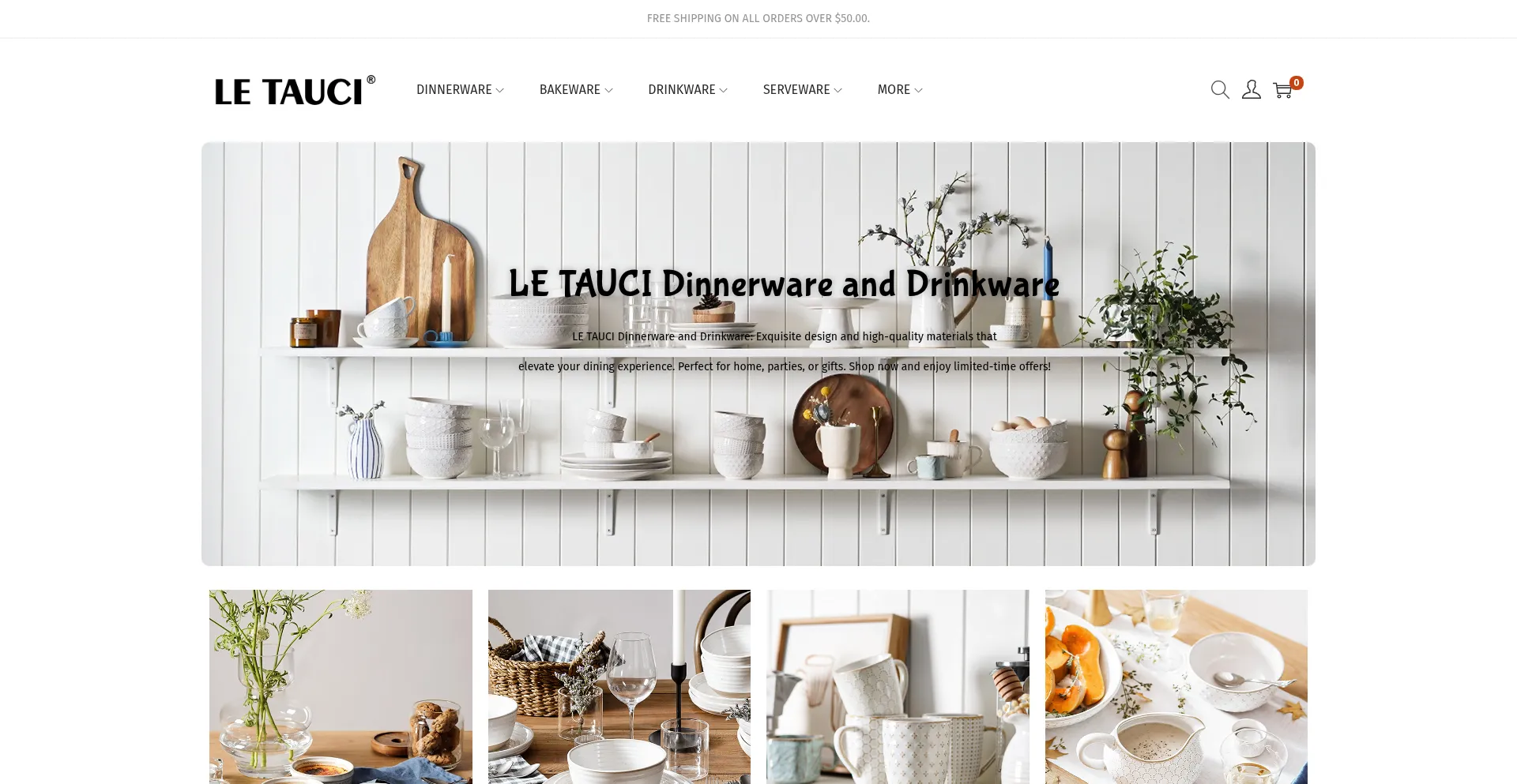 Website screenshot of Letaucidinnerware.com