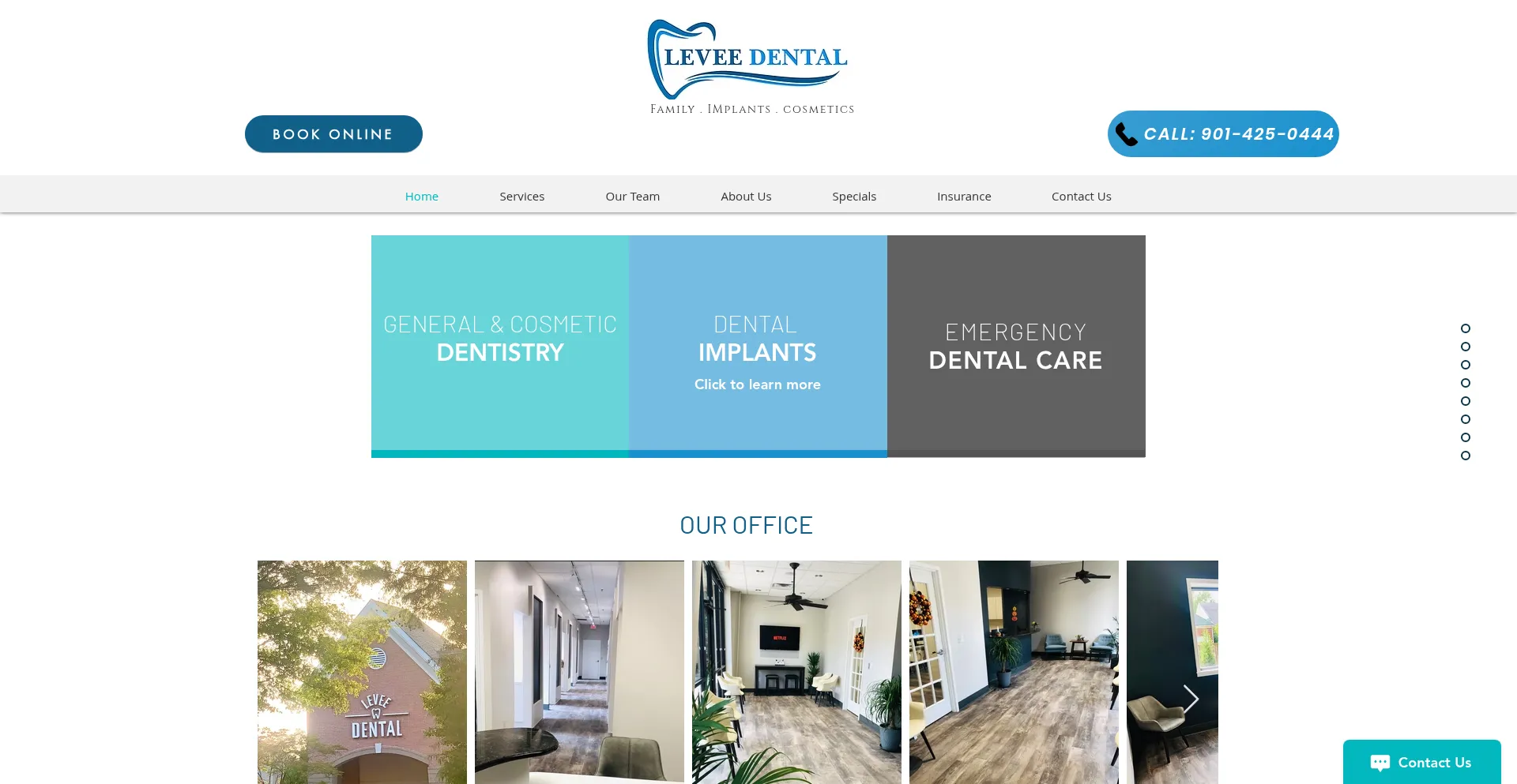 Website screenshot of Leveedental.com