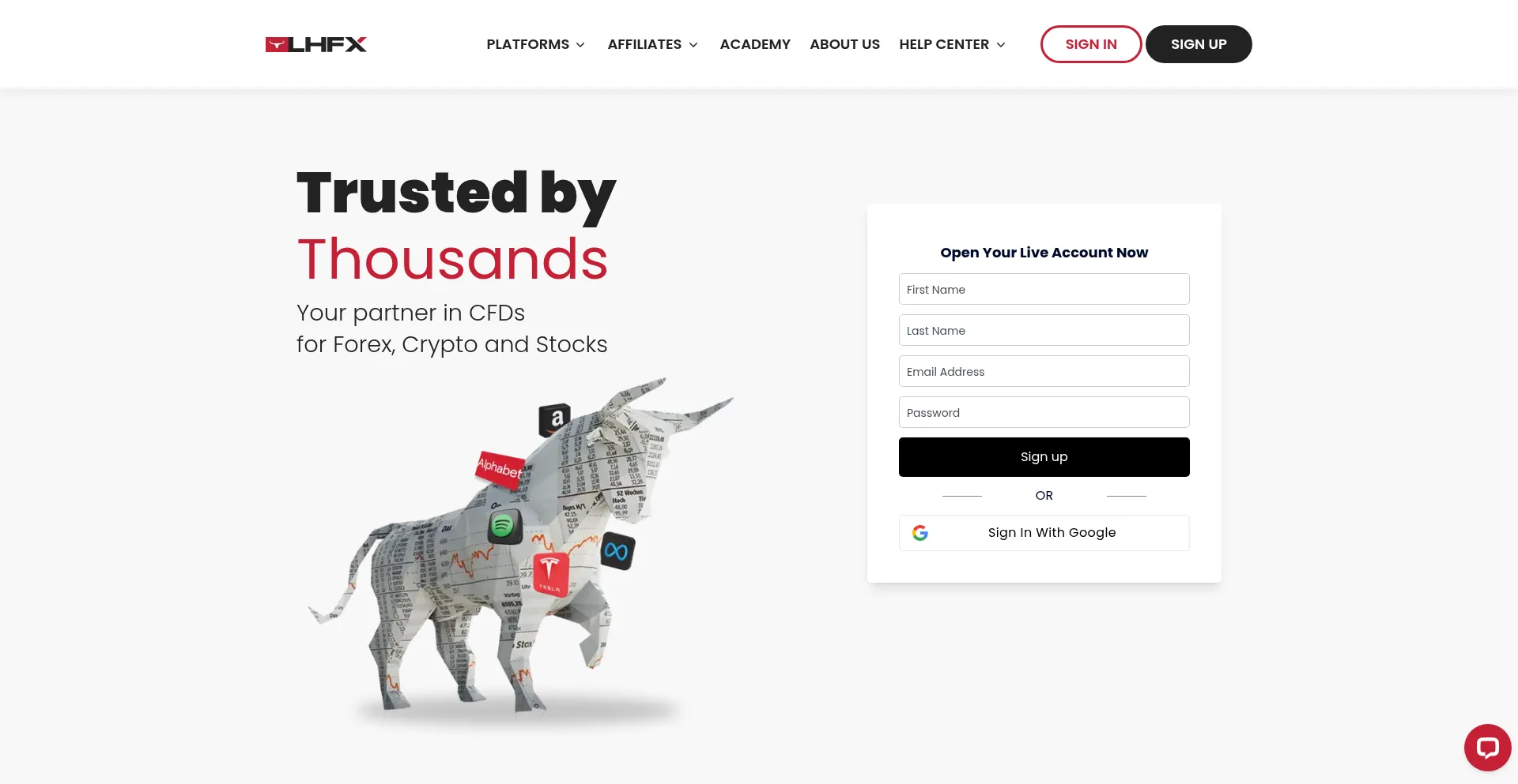 Website screenshot of Lhfx.com