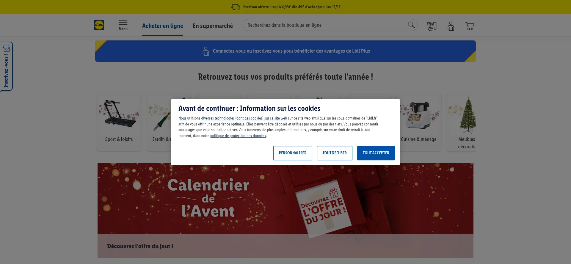 Website screenshot of Lidl.fr