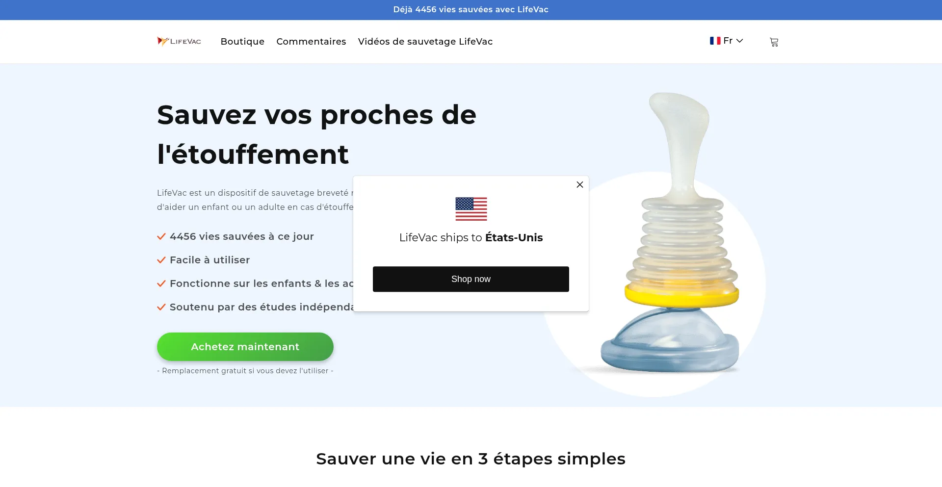 Website screenshot of Life-vac.fr