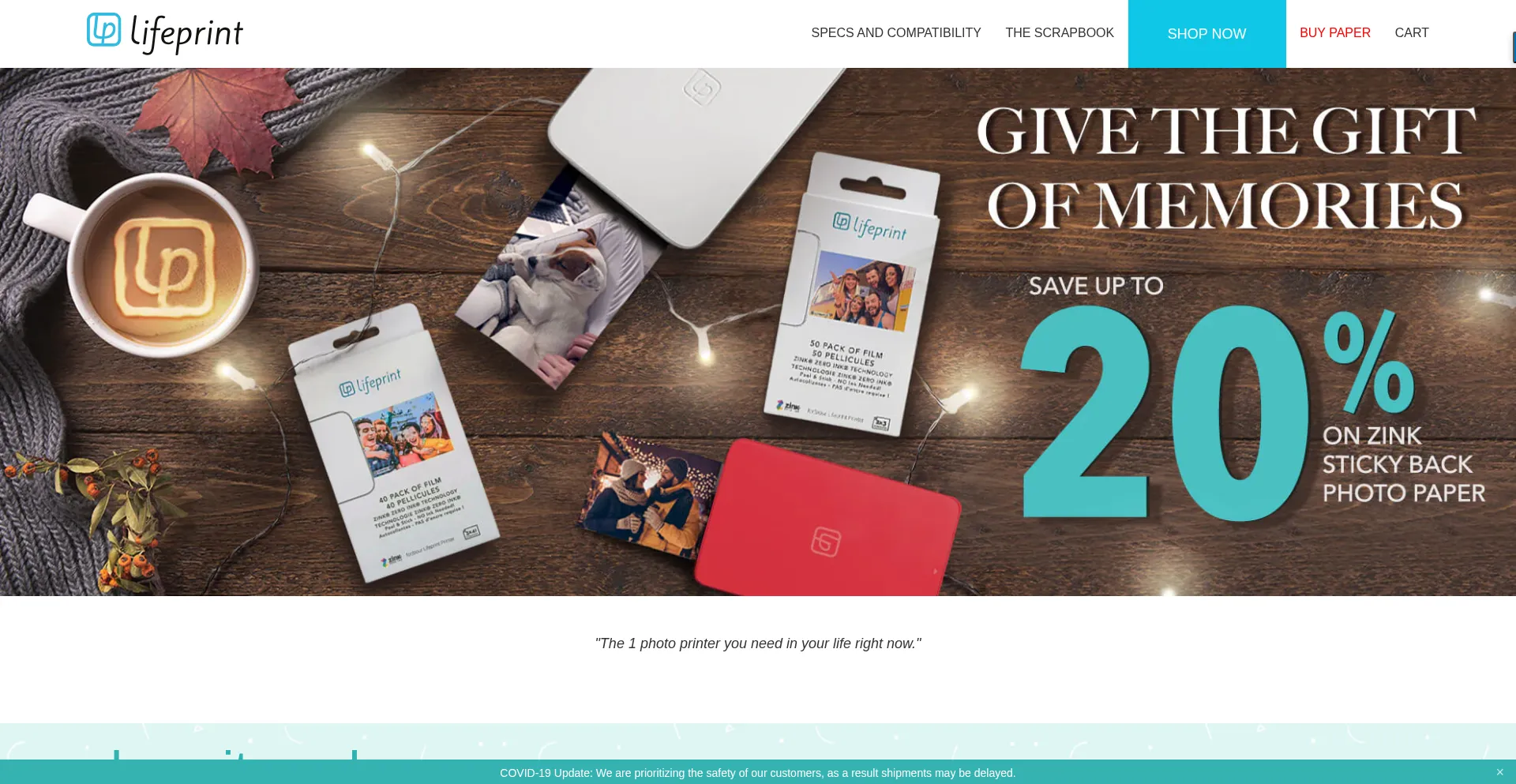Website screenshot of Lifeprintphotos.com
