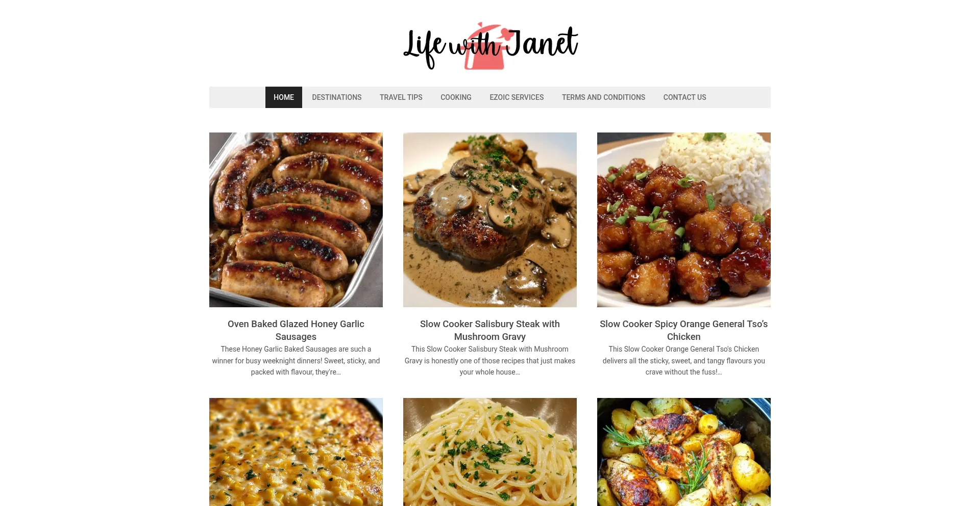 Website screenshot of Lifewithjanet.com