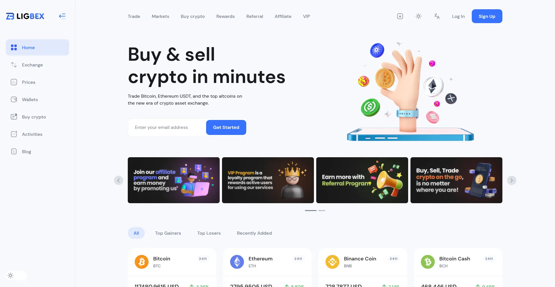 Website screenshot of Ligbex.com