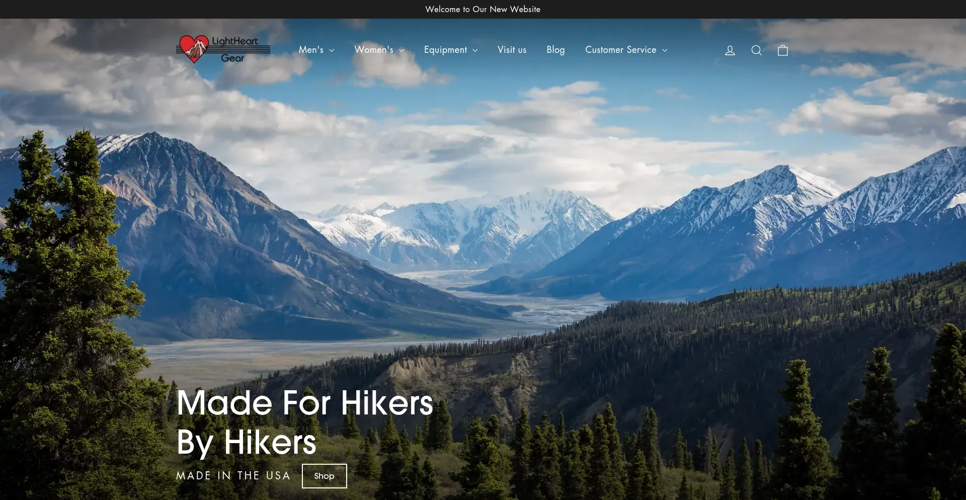 Website screenshot of Lightheartgear.com