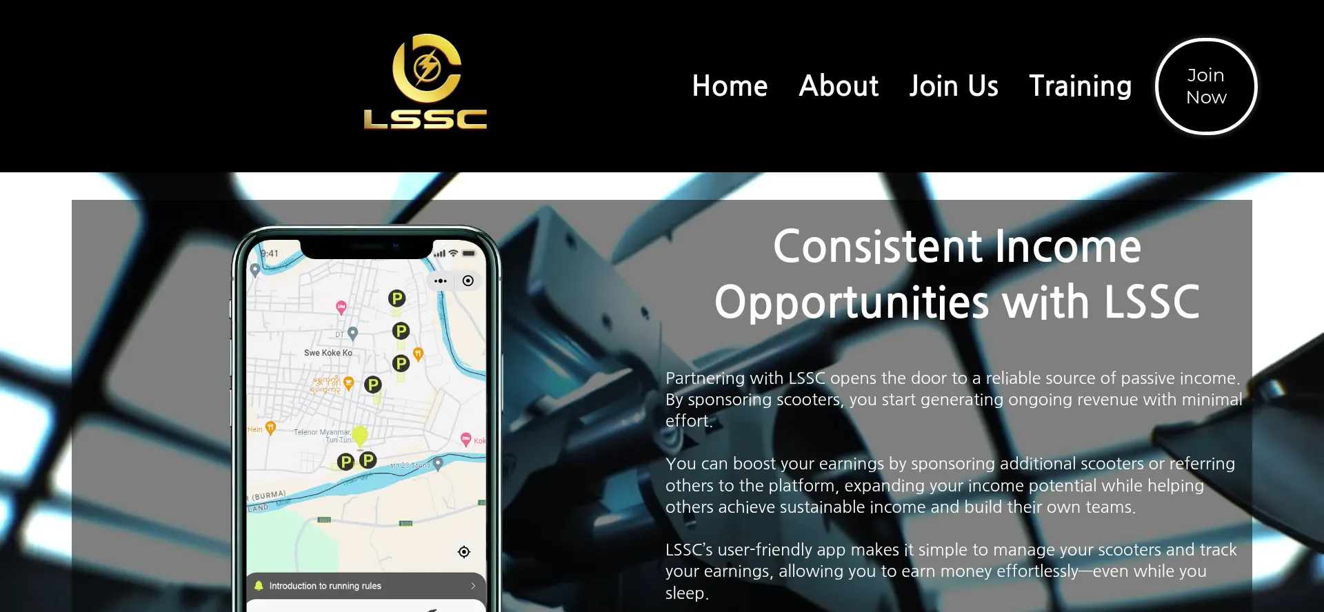 Website screenshot of Lightingscooter.com