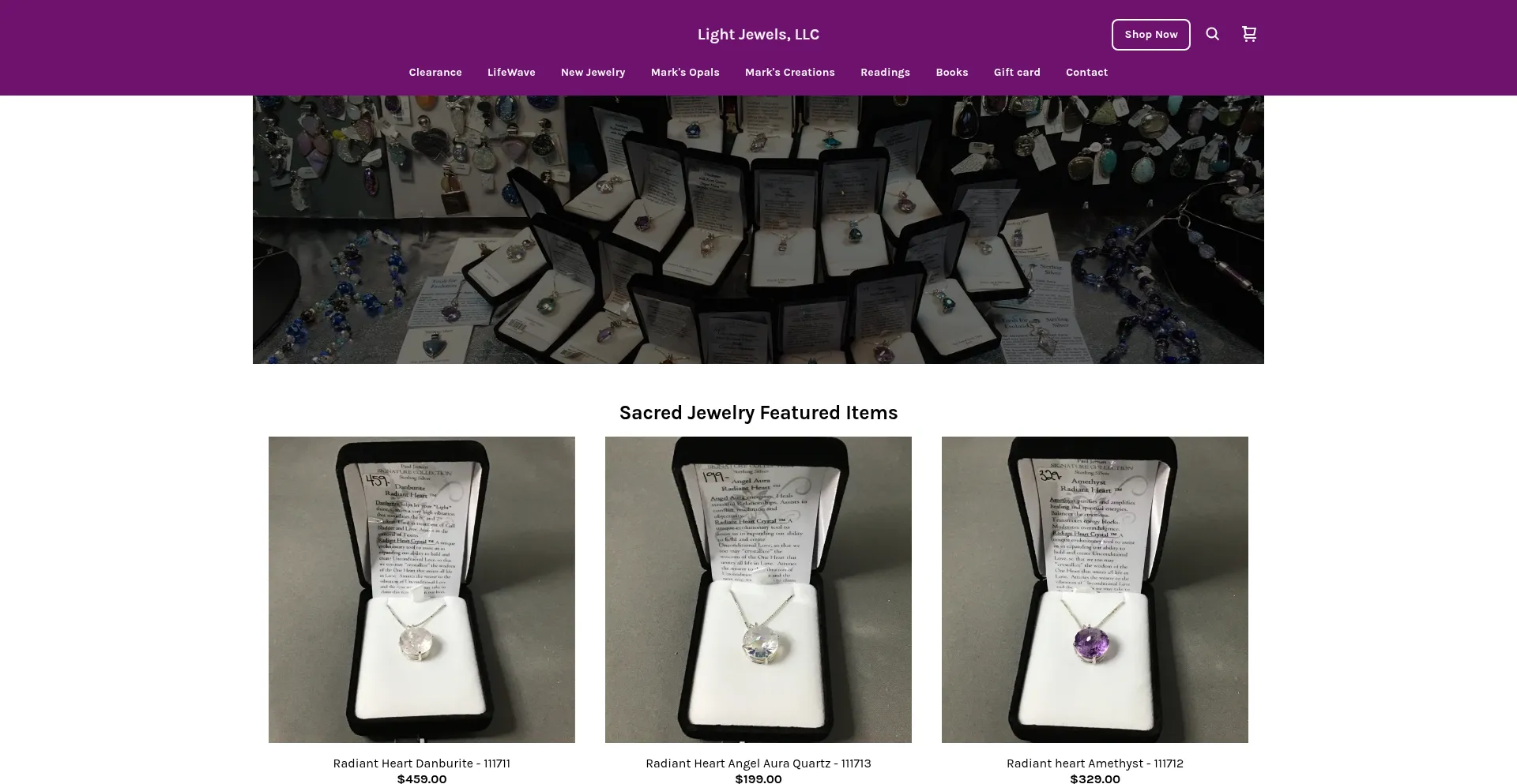 Website screenshot of Lightjewels.com