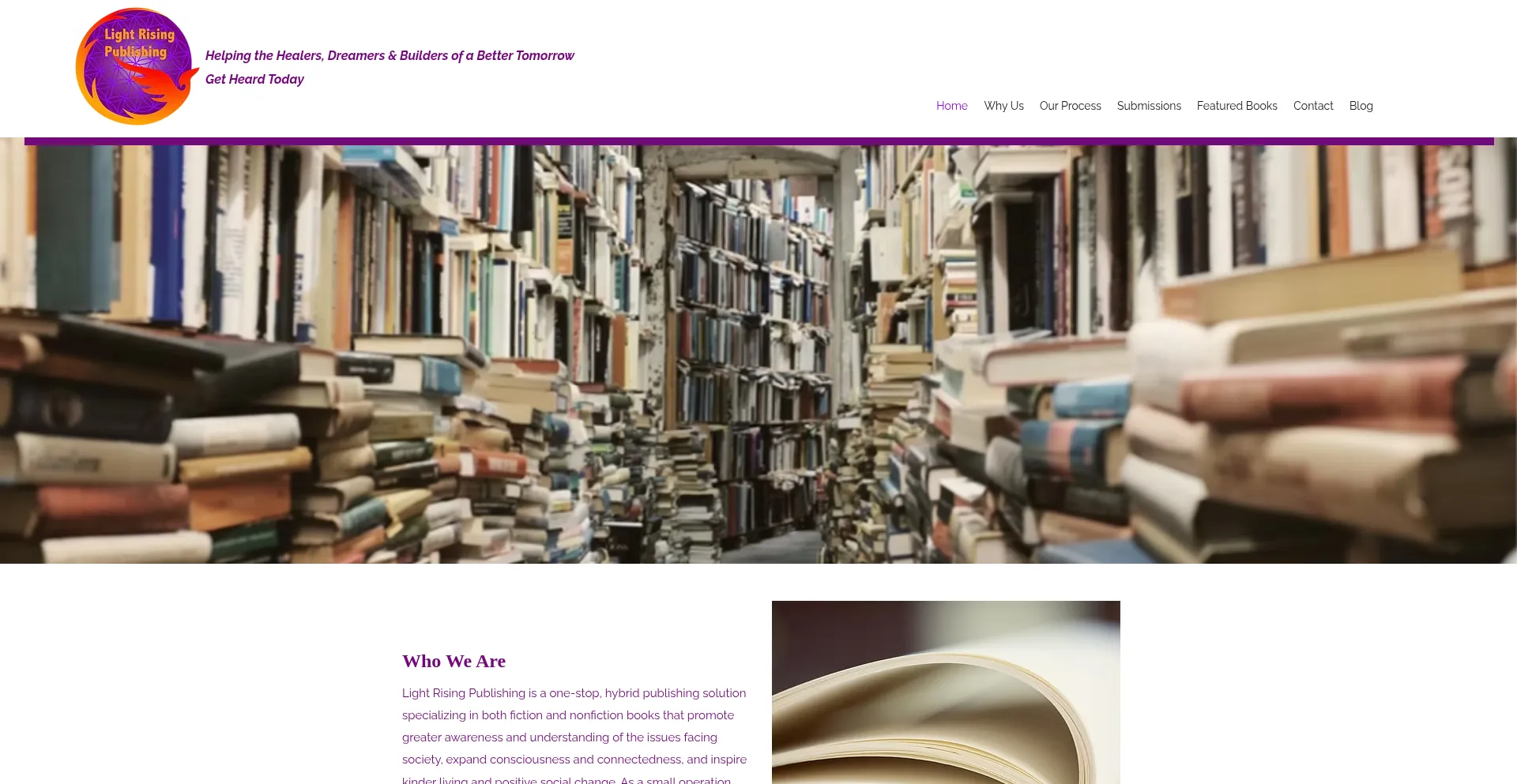 Website screenshot of Lightrisingpublishing.com