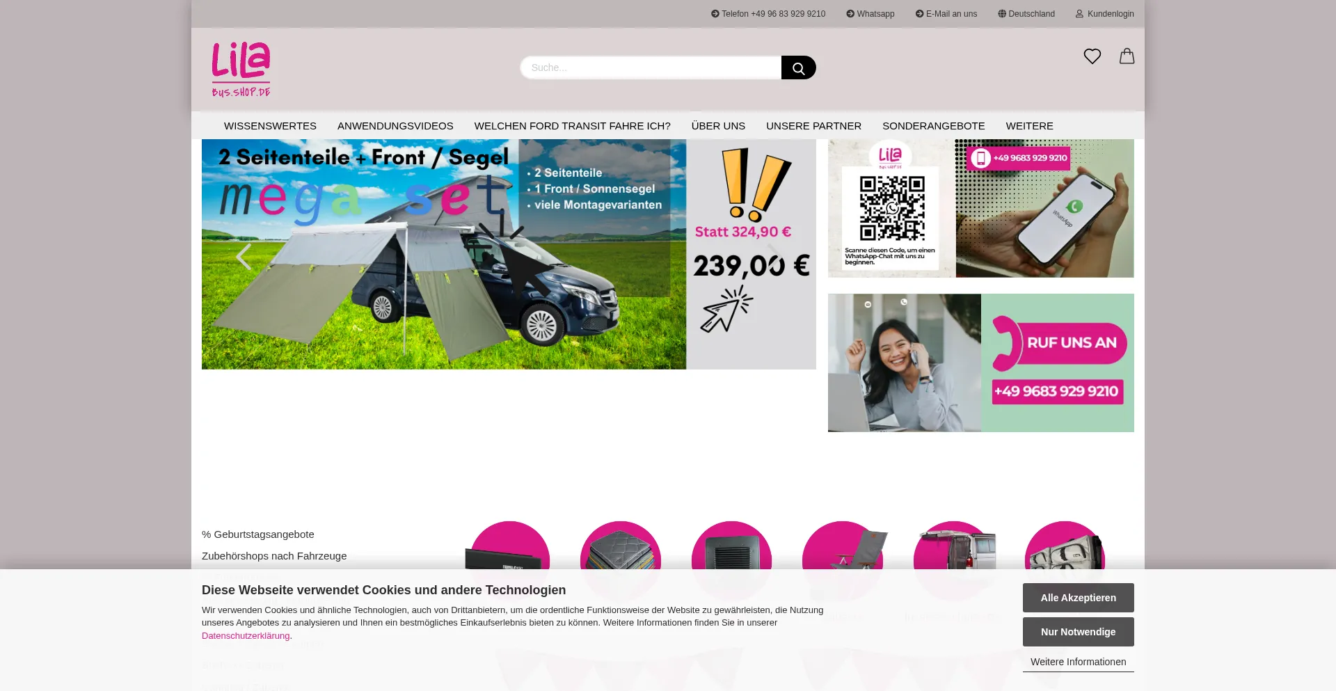 Website screenshot of Lila-bus-shop.de