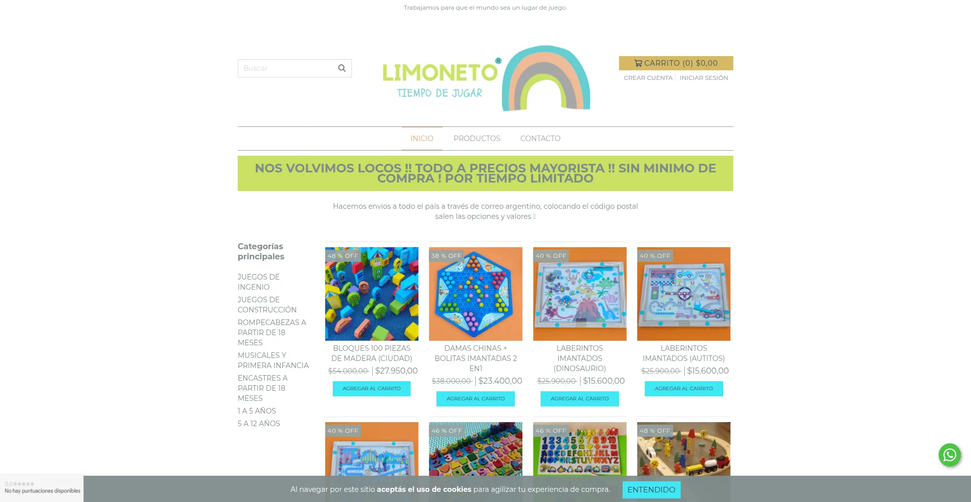 Website screenshot of Limoneto.com.ar