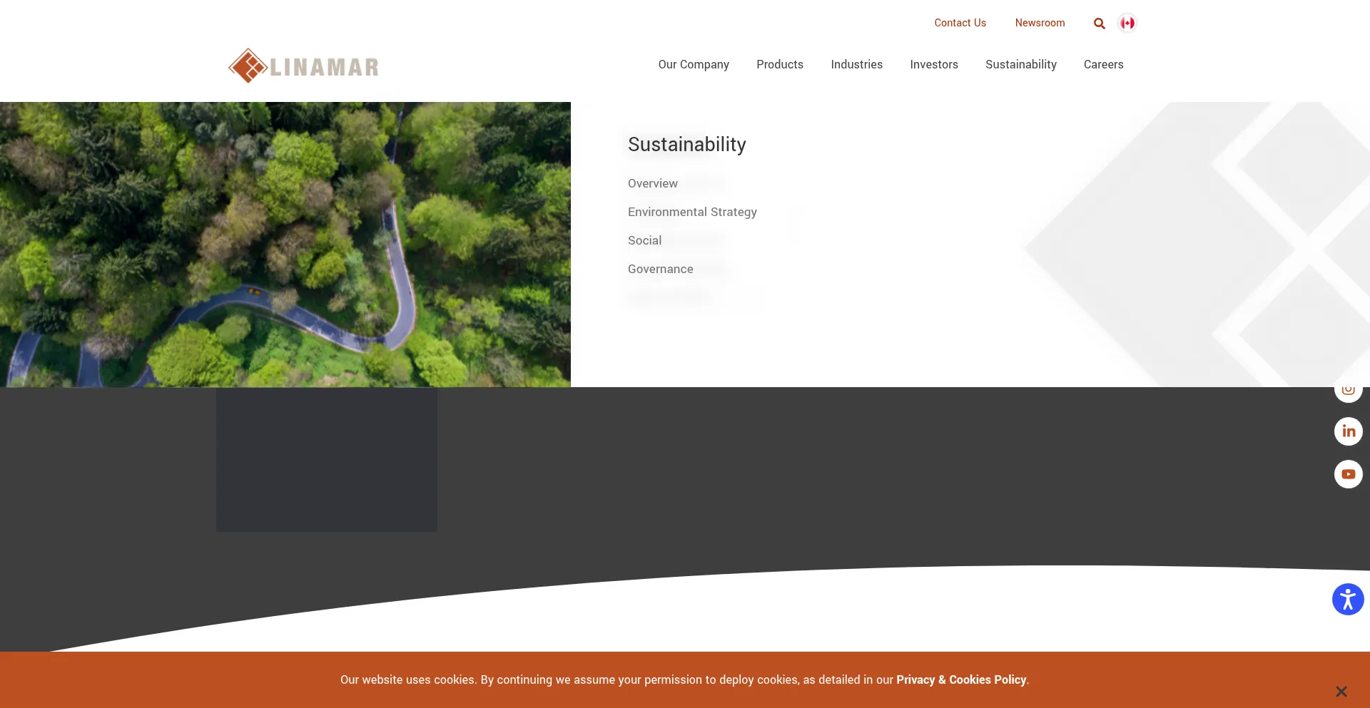 Website screenshot of Linamar.com