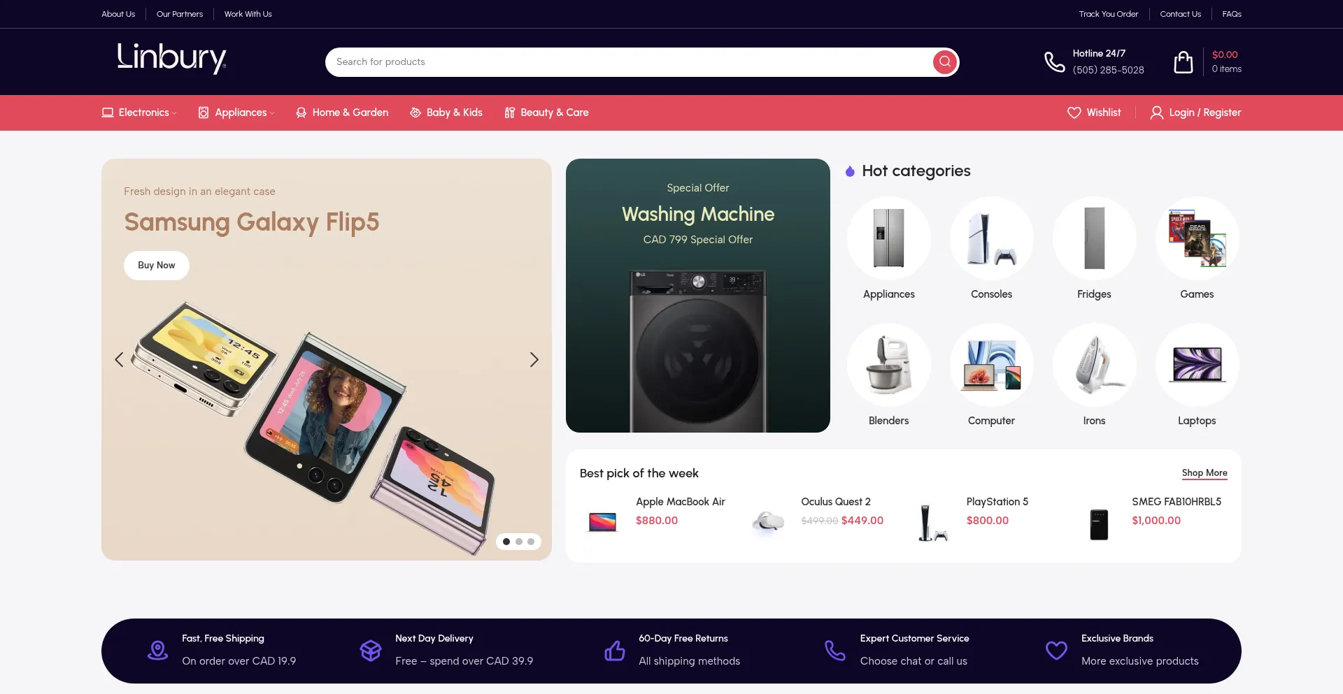 Website screenshot of Linbury.com