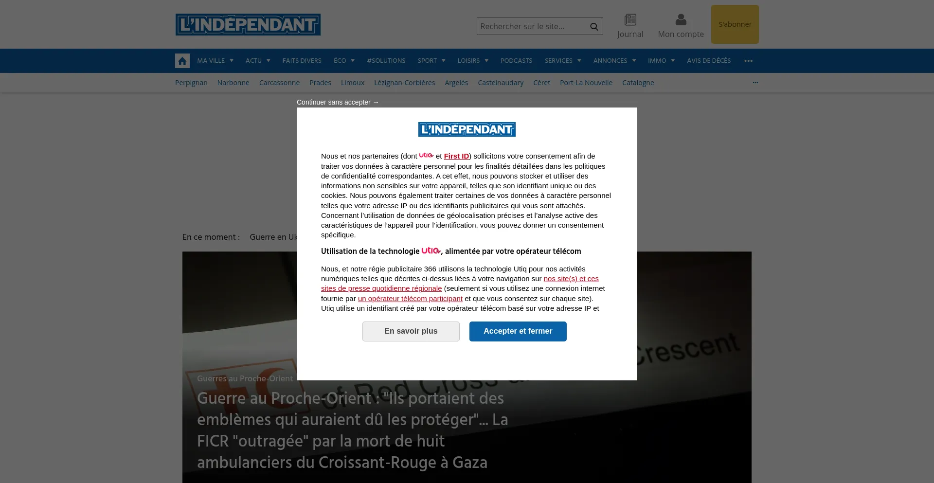 Website screenshot of Lindependant.fr