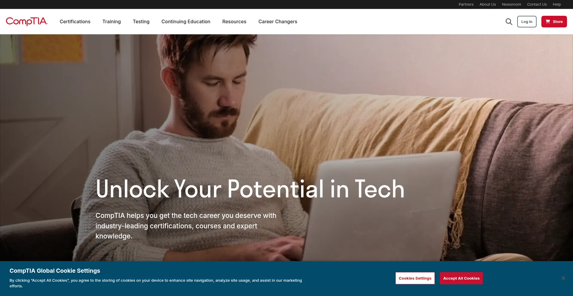 Website screenshot of Link.comptia.org