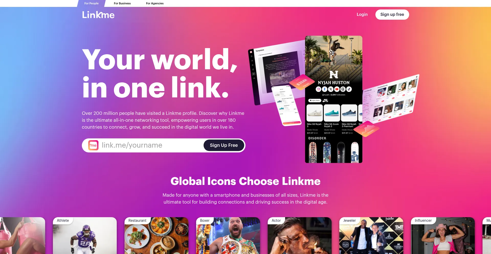 Website screenshot of Link.me