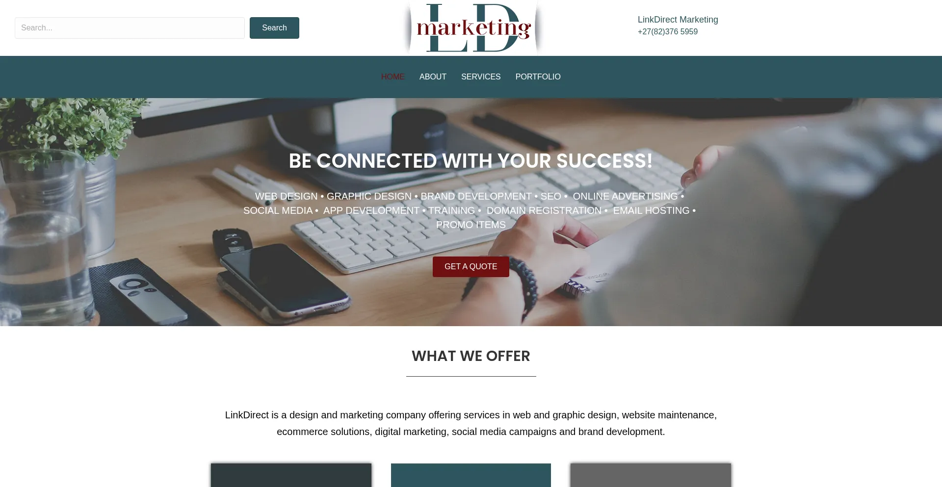 Website screenshot of Linkdirect.co.za