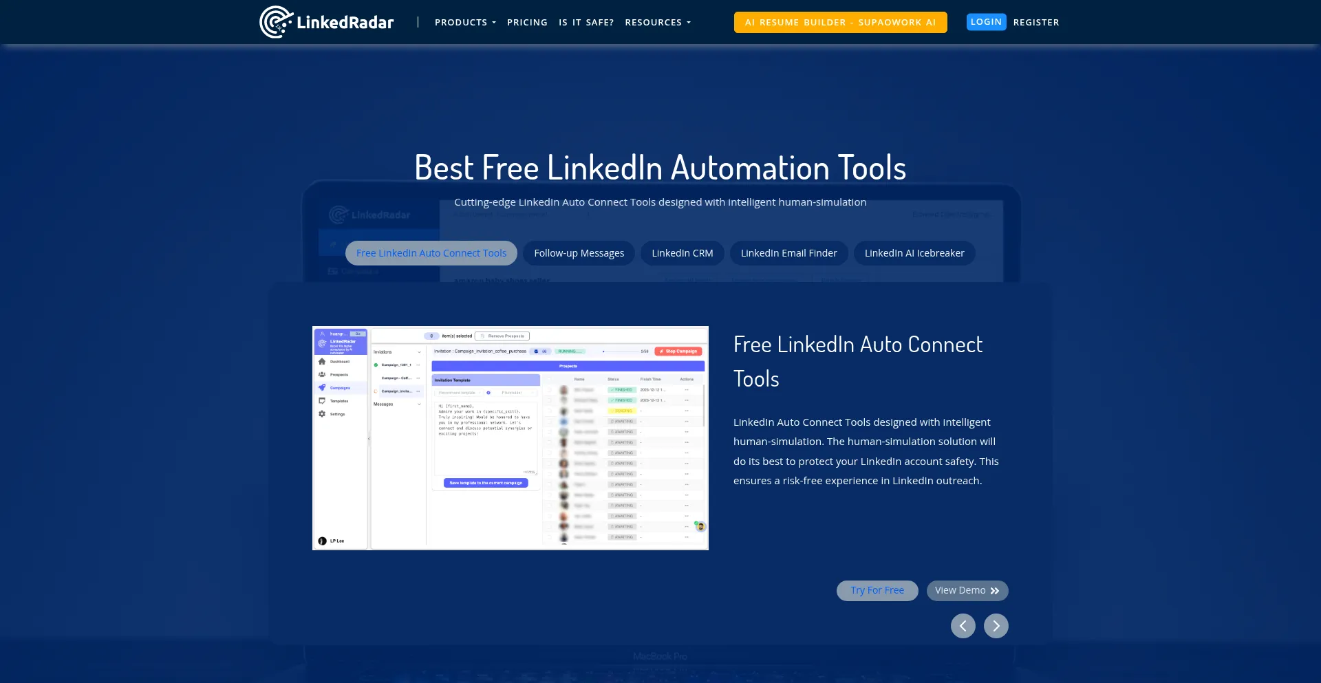 Linkedradar.com Screenshot