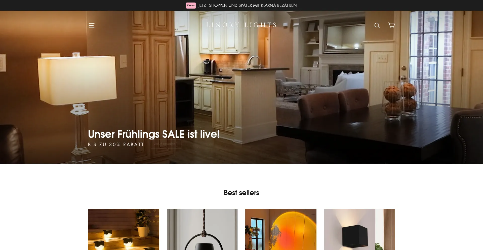 Website screenshot of Linory-lights.de