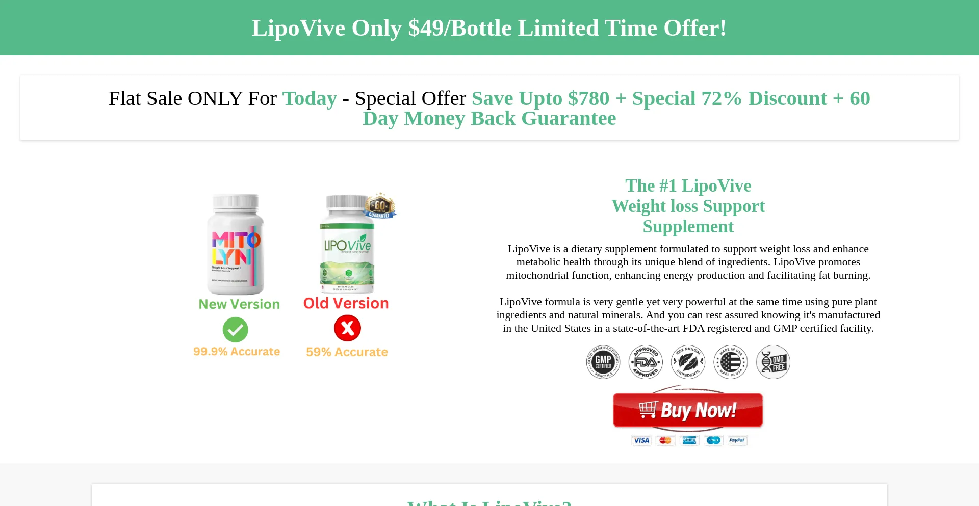 Website screenshot of Lipovive.net