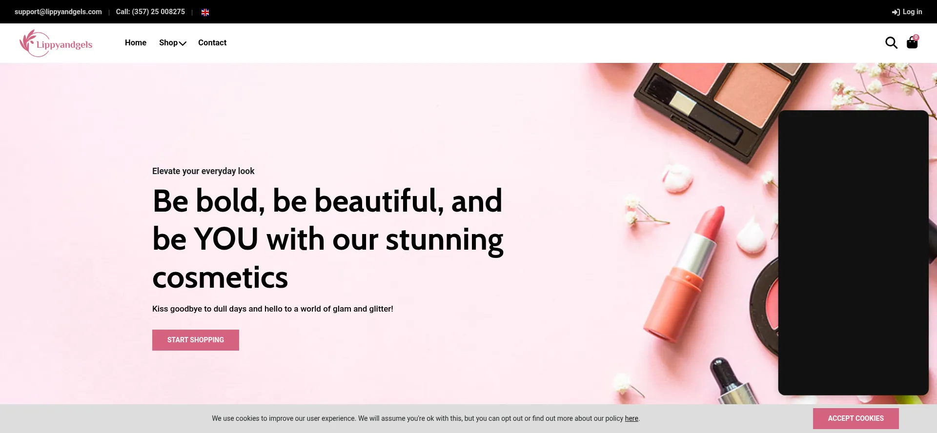Website screenshot of Lippyandgels.com