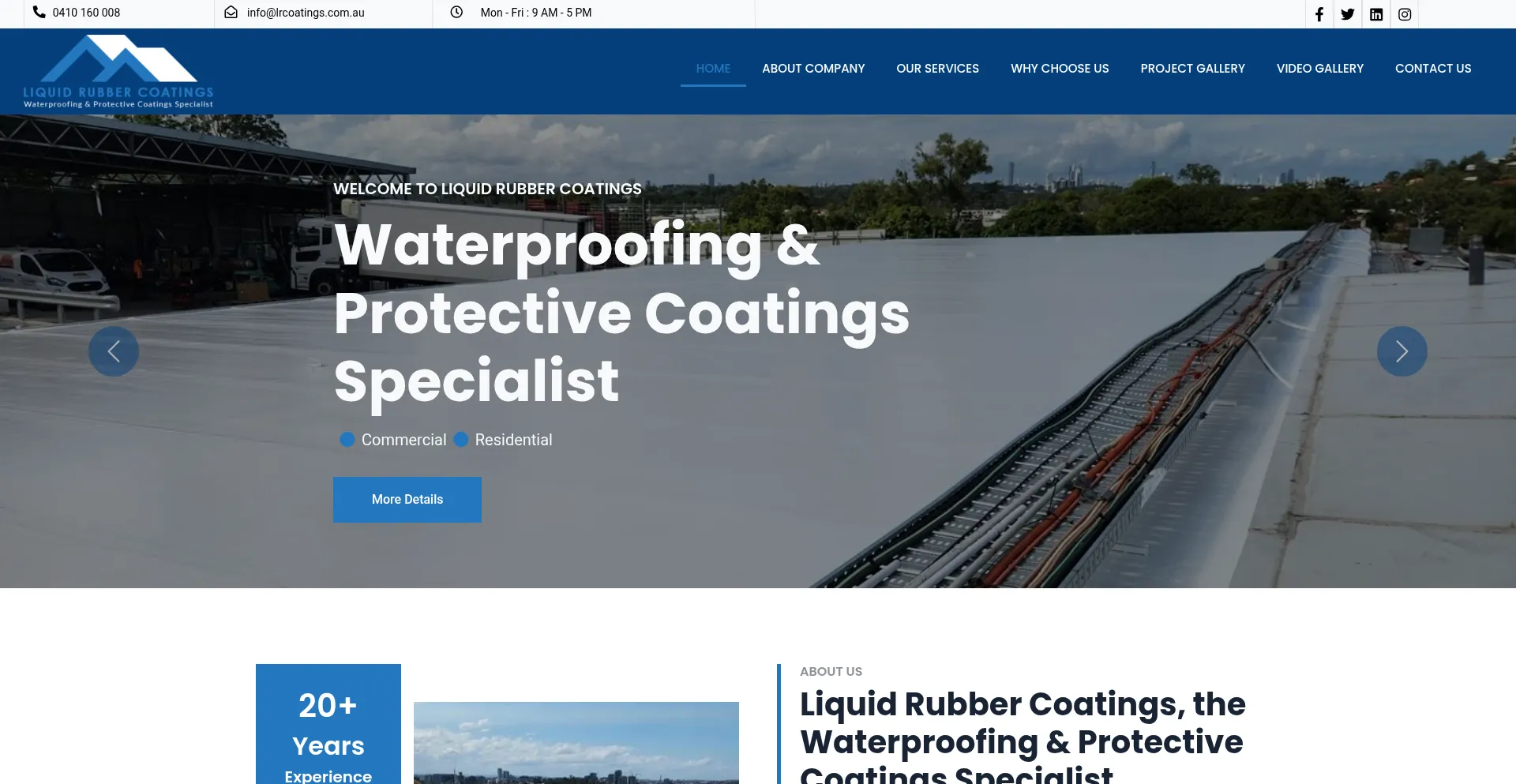 Website screenshot of Liquidrubbercoatings.com.au