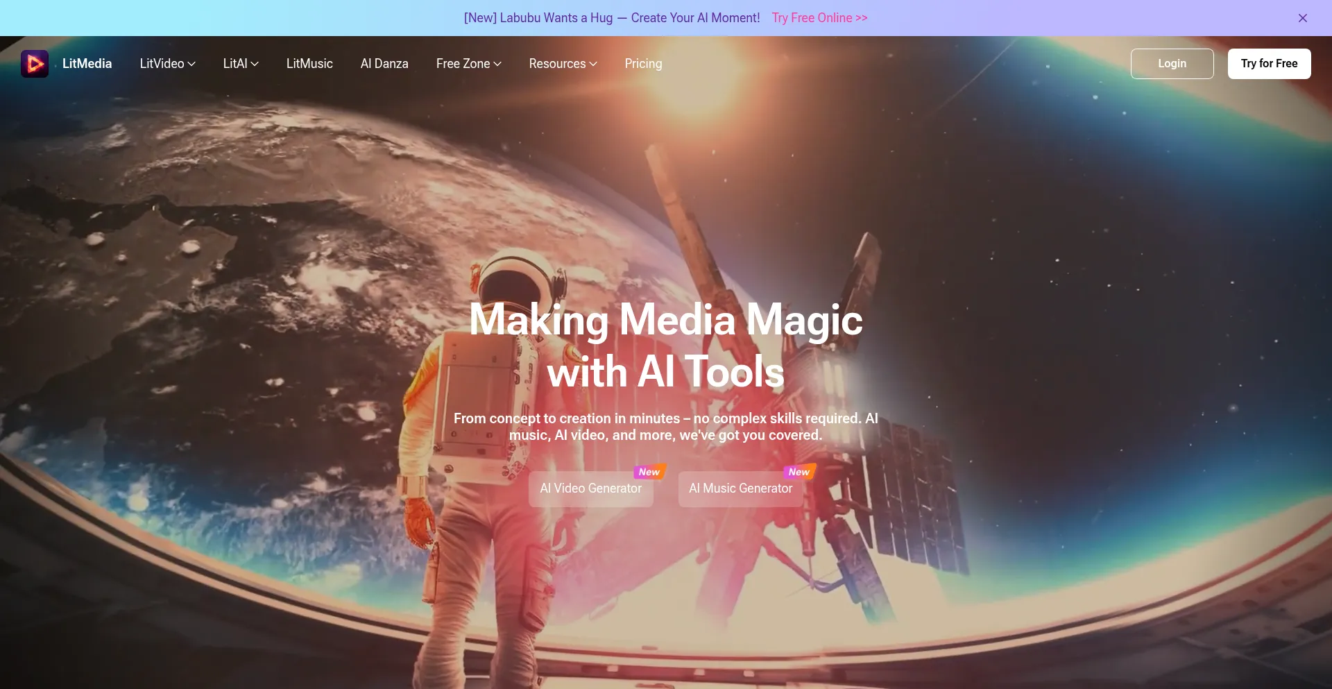 Website screenshot of Litmedia.ai