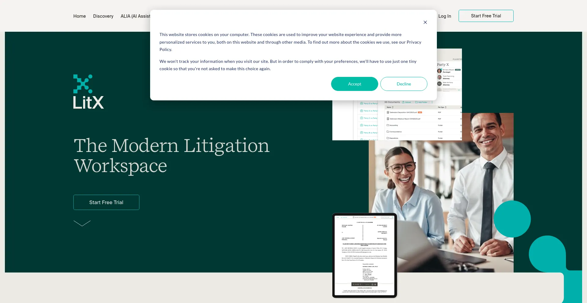 Website screenshot of Litx.legal